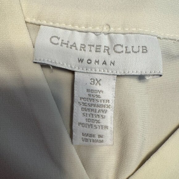 Charter Club Ivory Crochet Lace Blouse Top Womens Size 3x V Neck Vintage Stretch - Picture 4 of 6